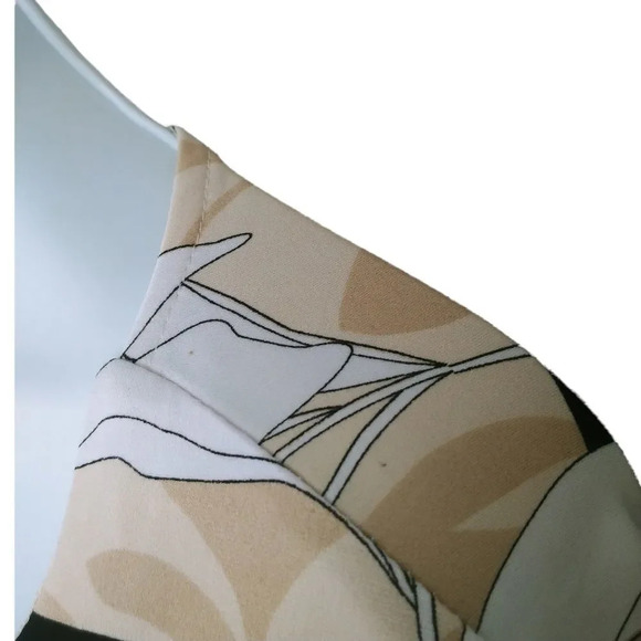 Laura Sleeveless Blouse Floral Black Cream Tan White L - Picture 7 of 7